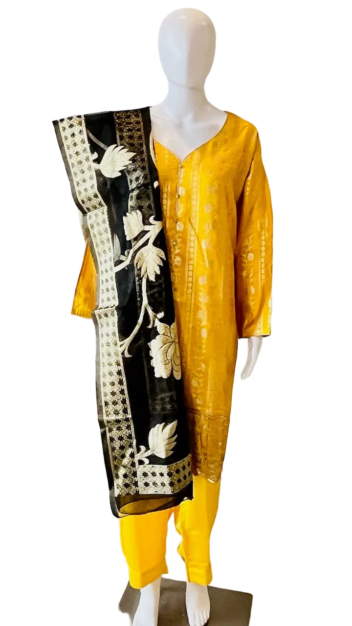 Yellow & Black Palazo Set