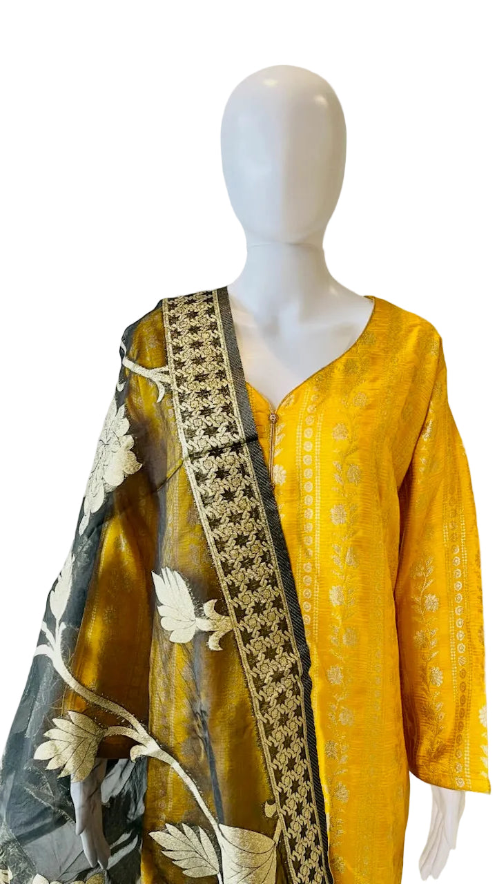 Yellow & Black Palazo Set