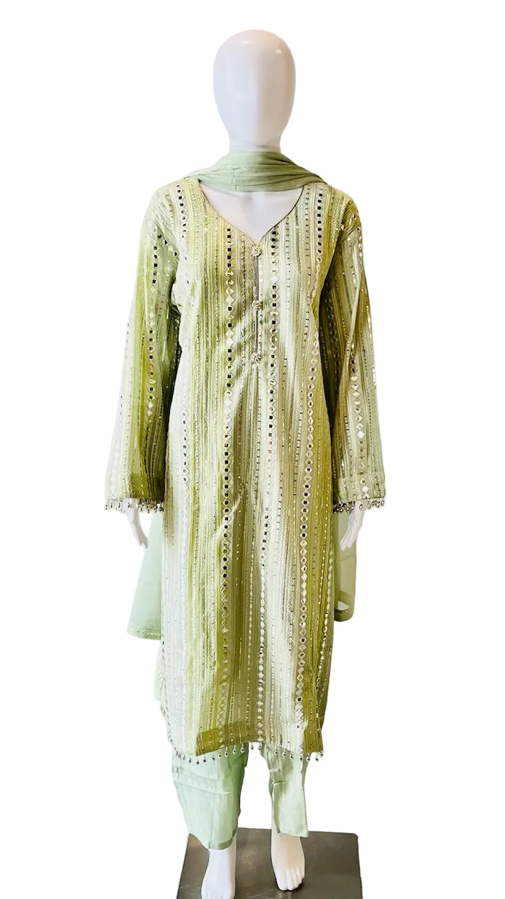 Light Green Mirror Work Palazo Set