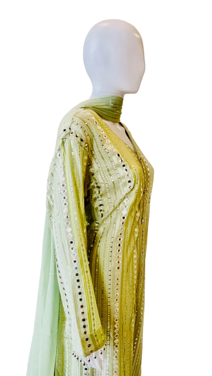 Light Green Mirror Work Palazo Set