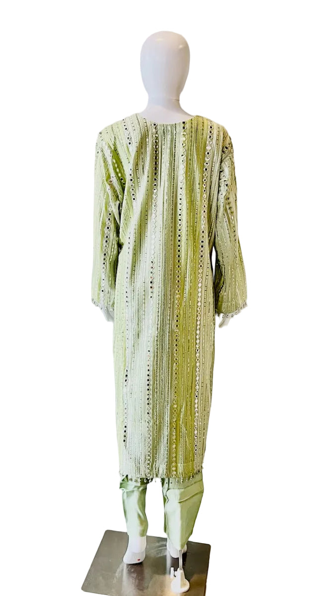 Light Green Mirror Work Palazo Set