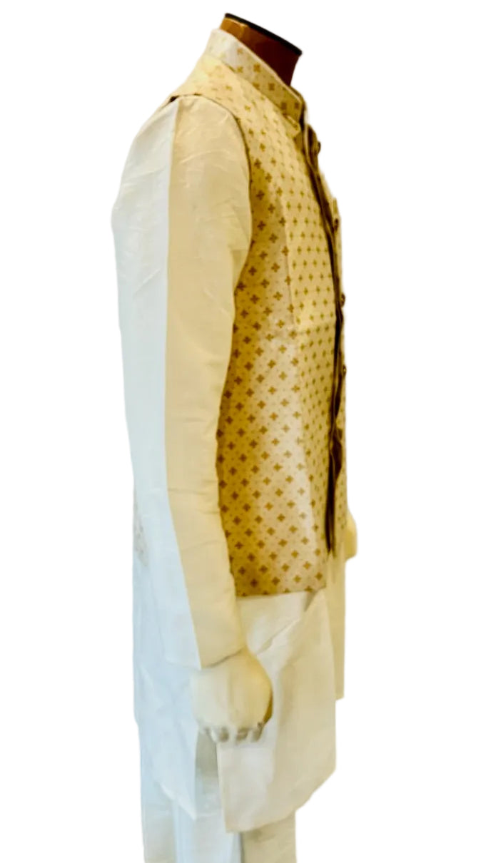 Cream Kurta Vest Set