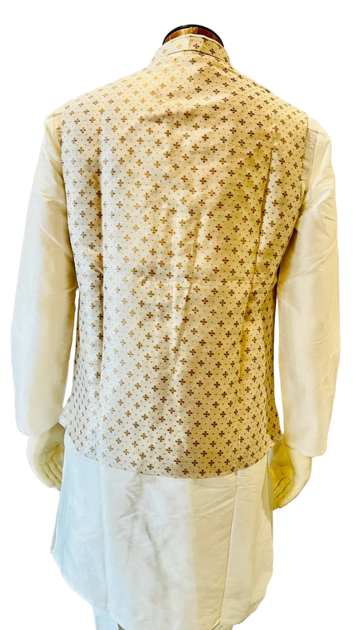 Cream Kurta Vest Set