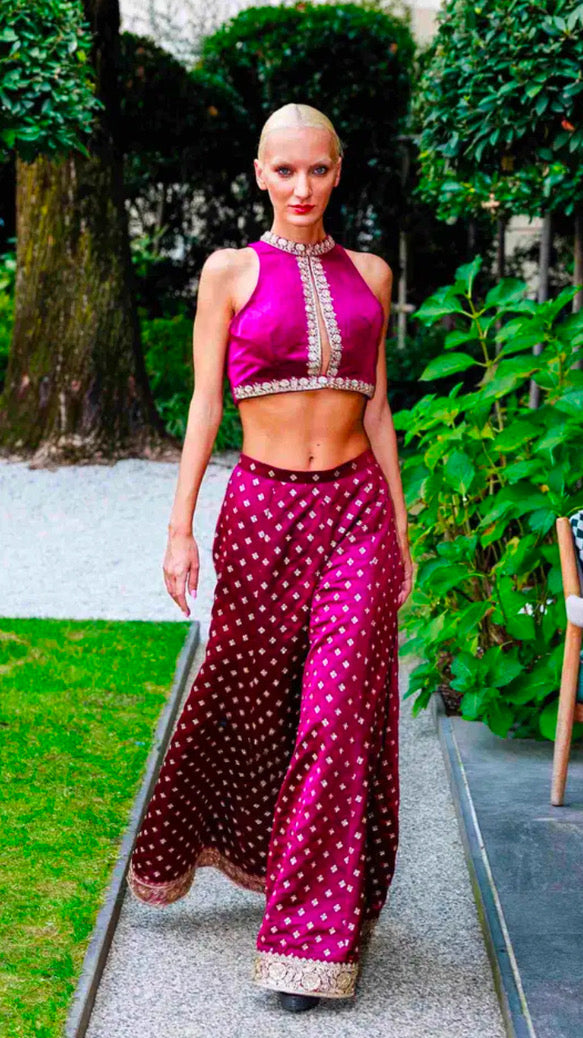 Purple Wide-Legged Palazzo Set