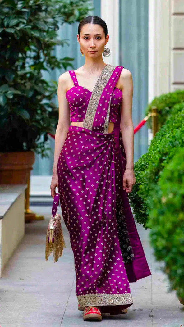 Purple Readymade Saree
