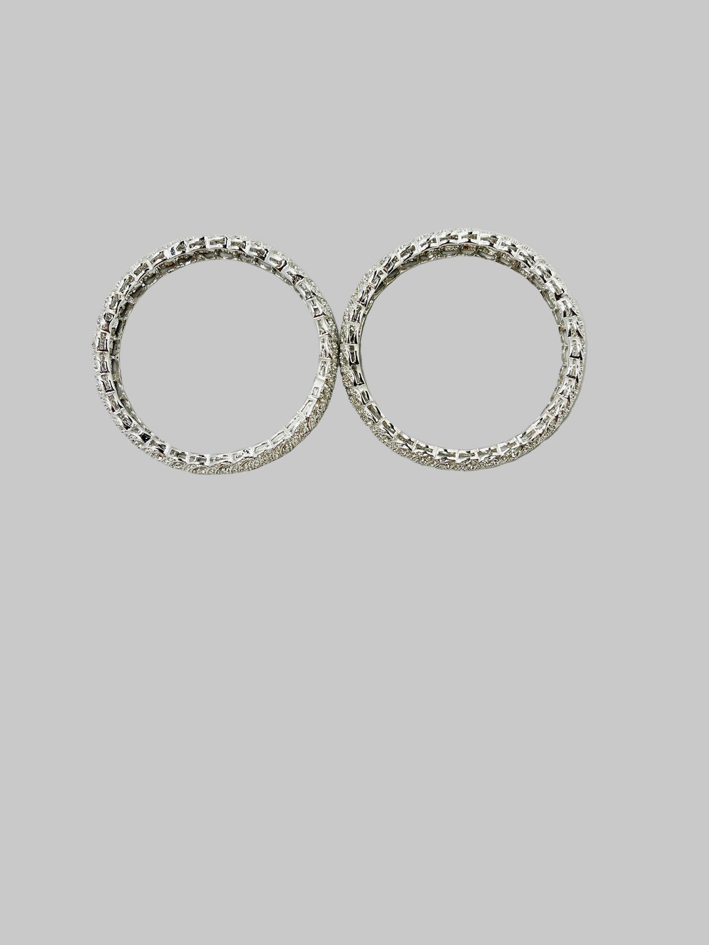 Silver American Diamond Bangle Set