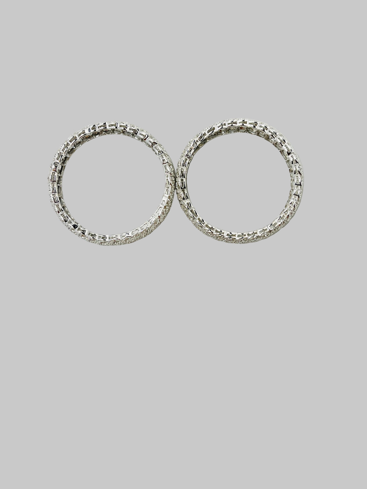 Silver American Diamond Bangle Set