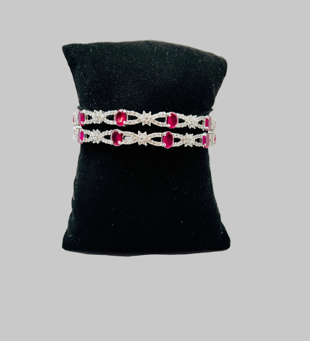 Ruby Red American Diamond Bangle Set