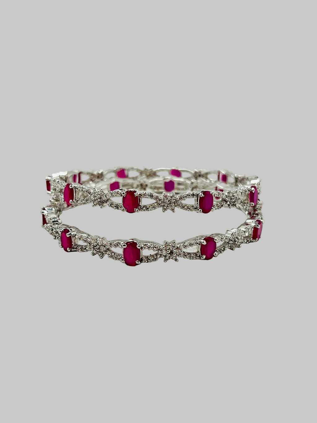 Ruby Red American Diamond Bangle Set