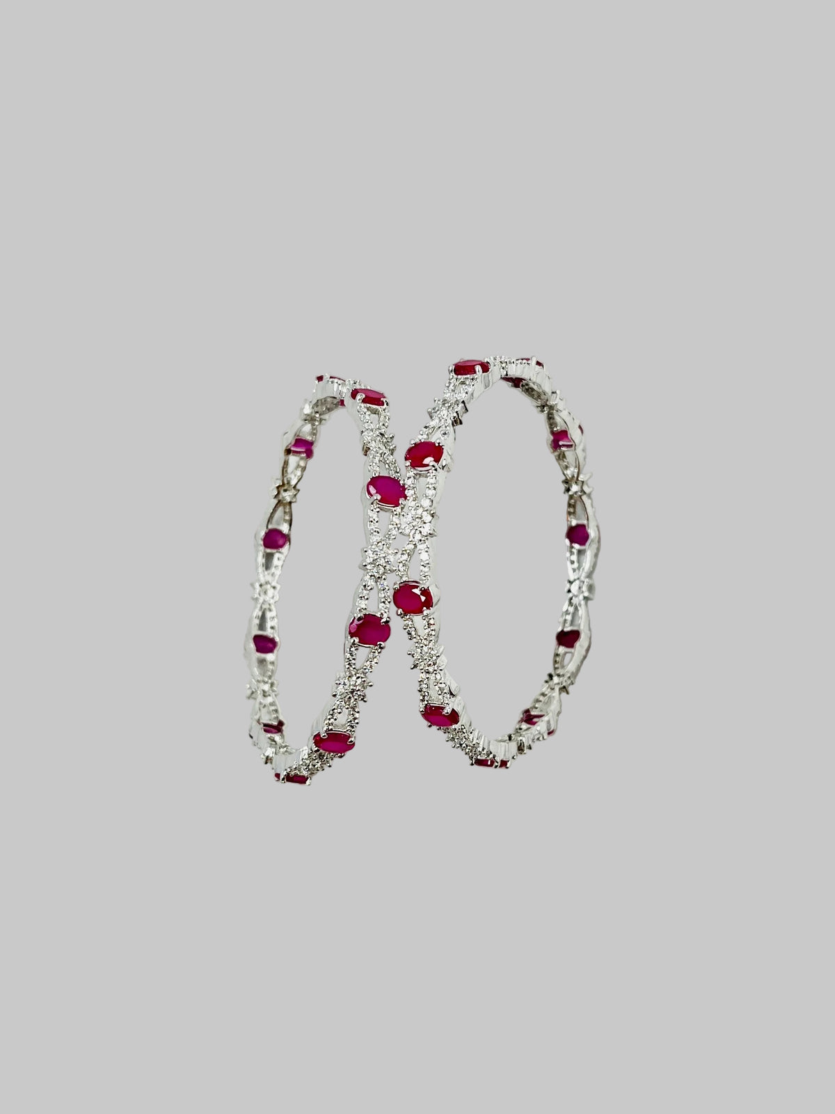 Ruby Red American Diamond Bangle Set