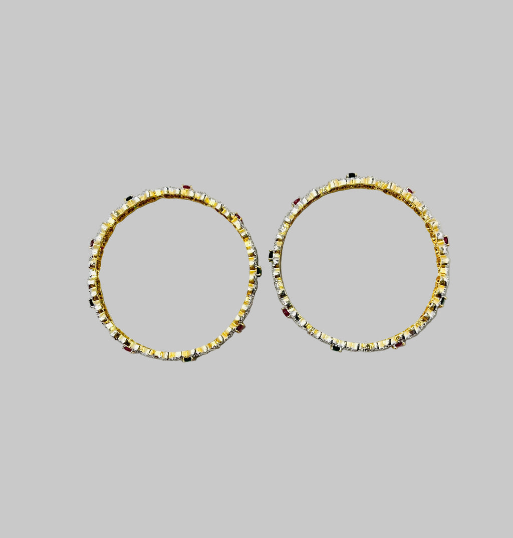 Ruby & Emerald American Diamond Bangle Set