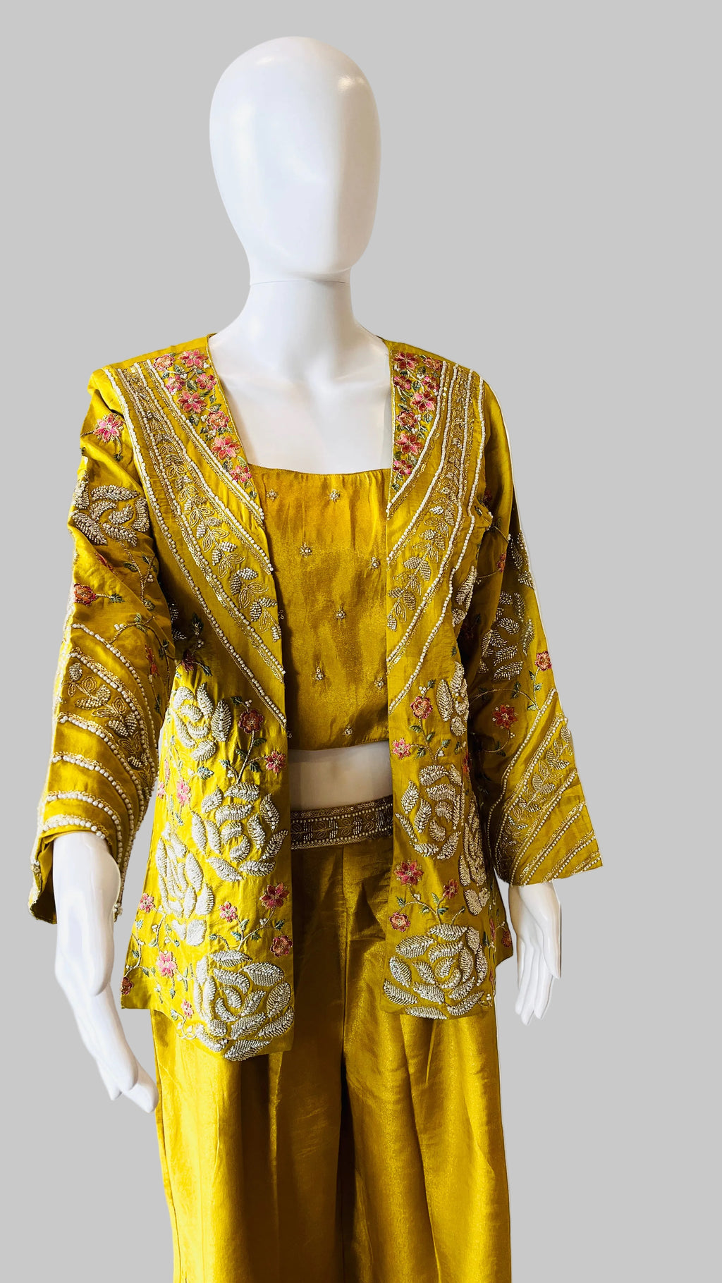 Mustard Indo-Western Palazzo Set
