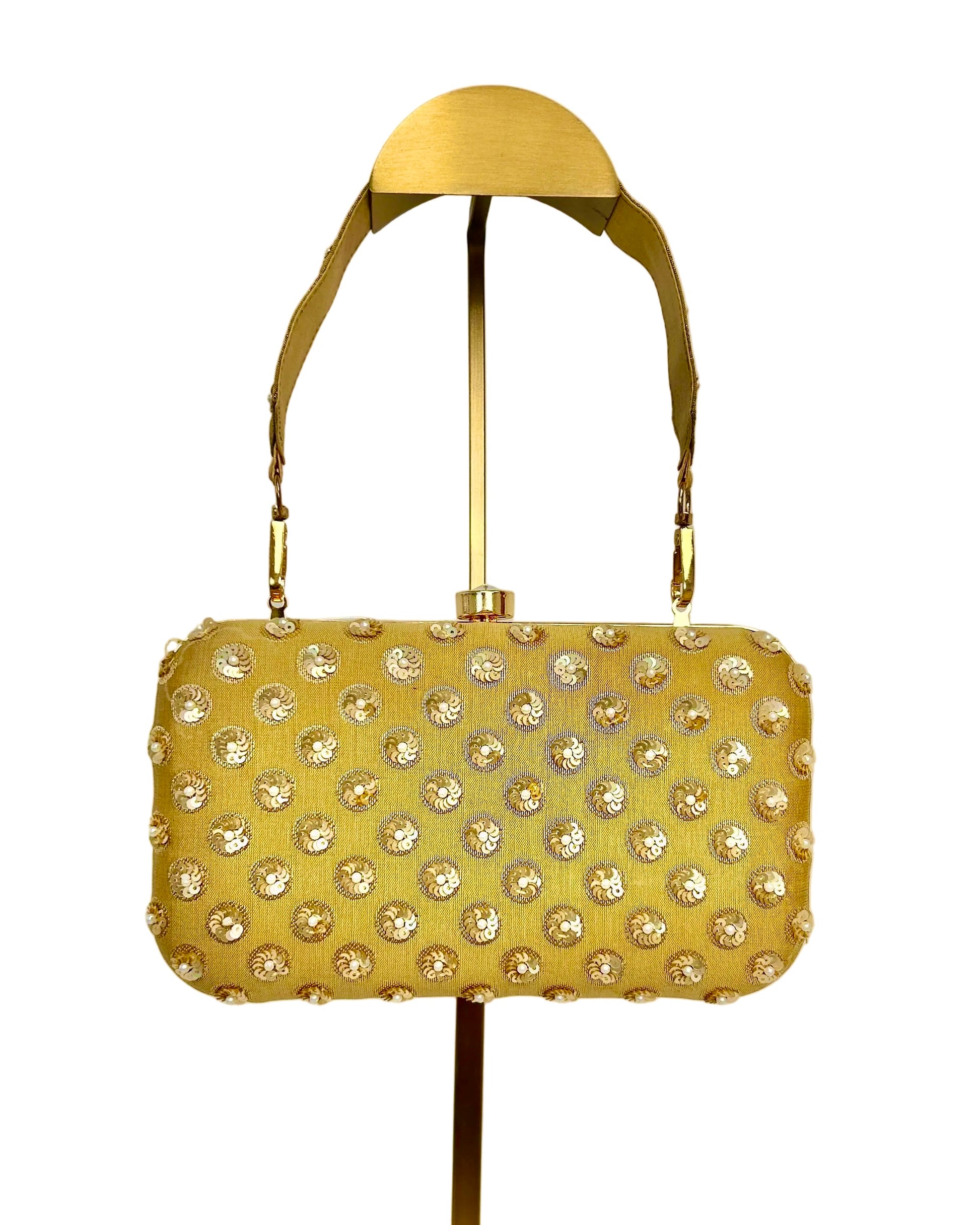 Gold Banarasi Silk Clutch