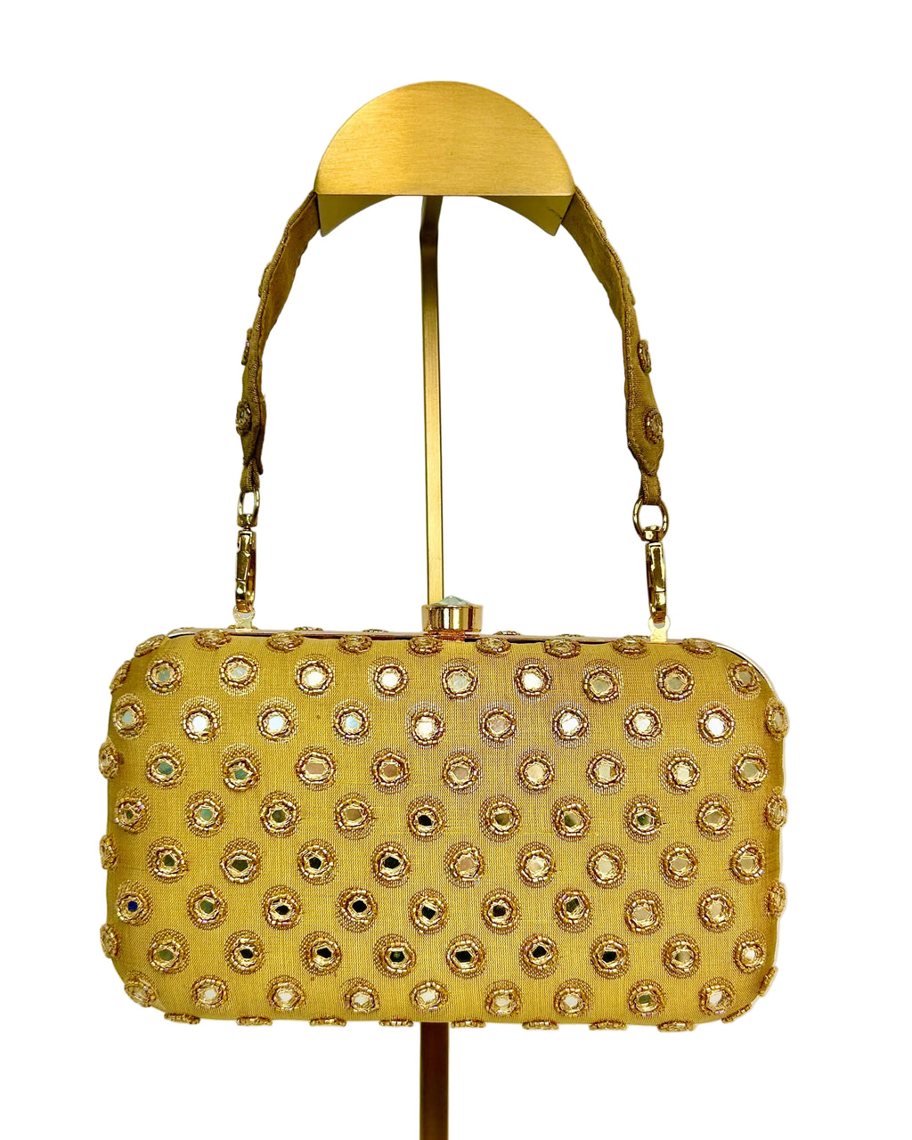 Gold Mirrored Silk Clutch