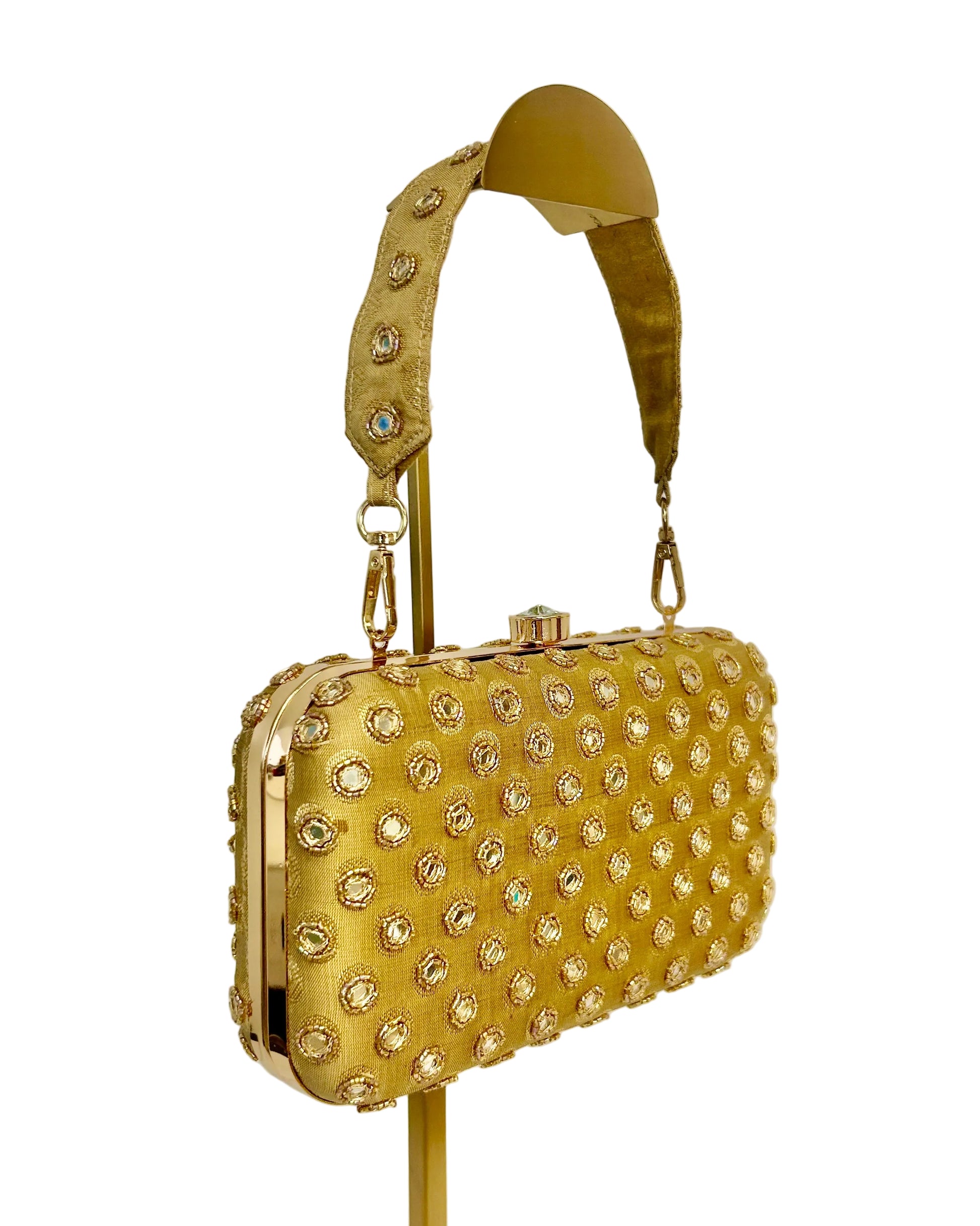 Gold Mirrored Silk Clutch