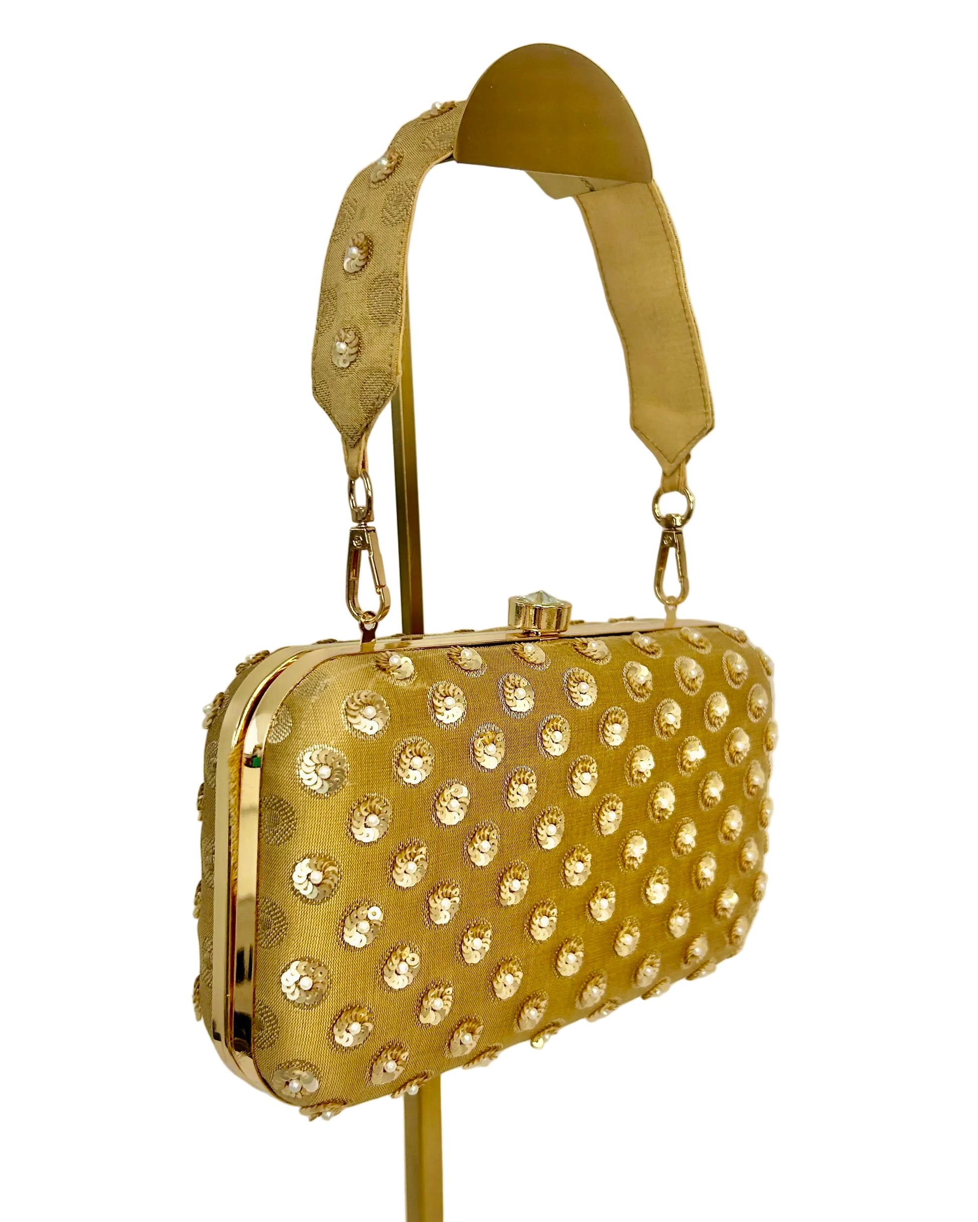 Gold Banarasi Silk Clutch