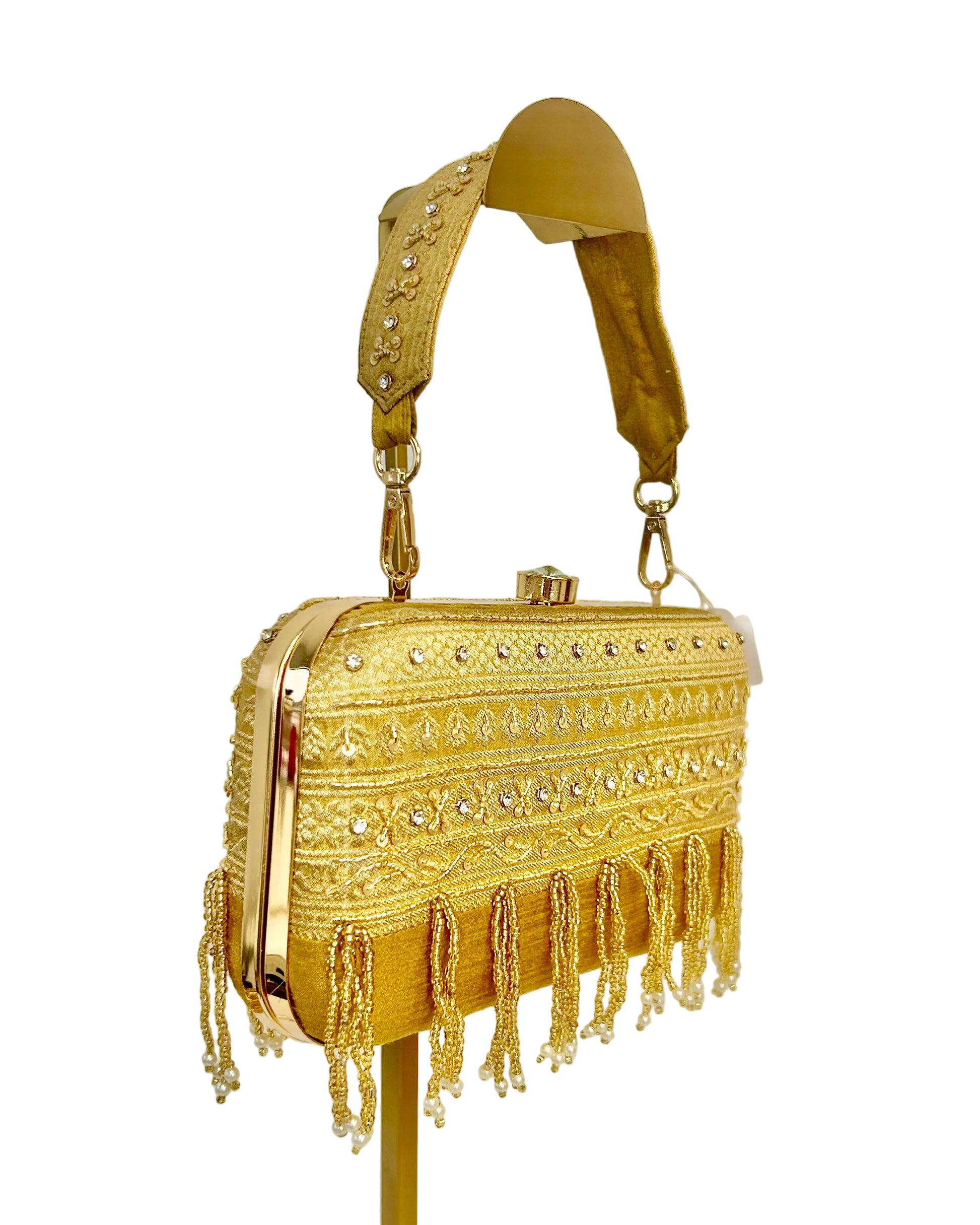 Gold Banarasi Fringe Clutch