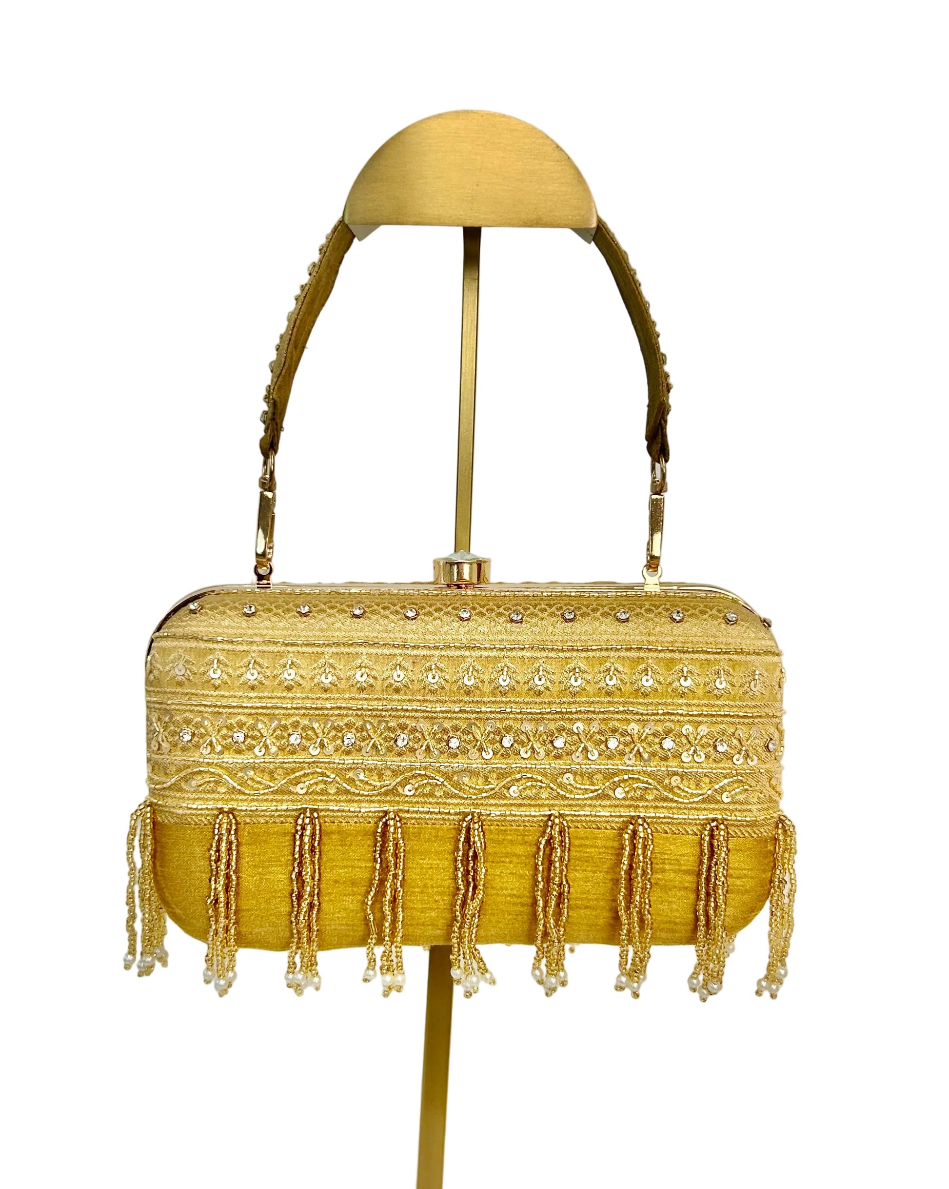 Gold Banarasi Fringe Clutch