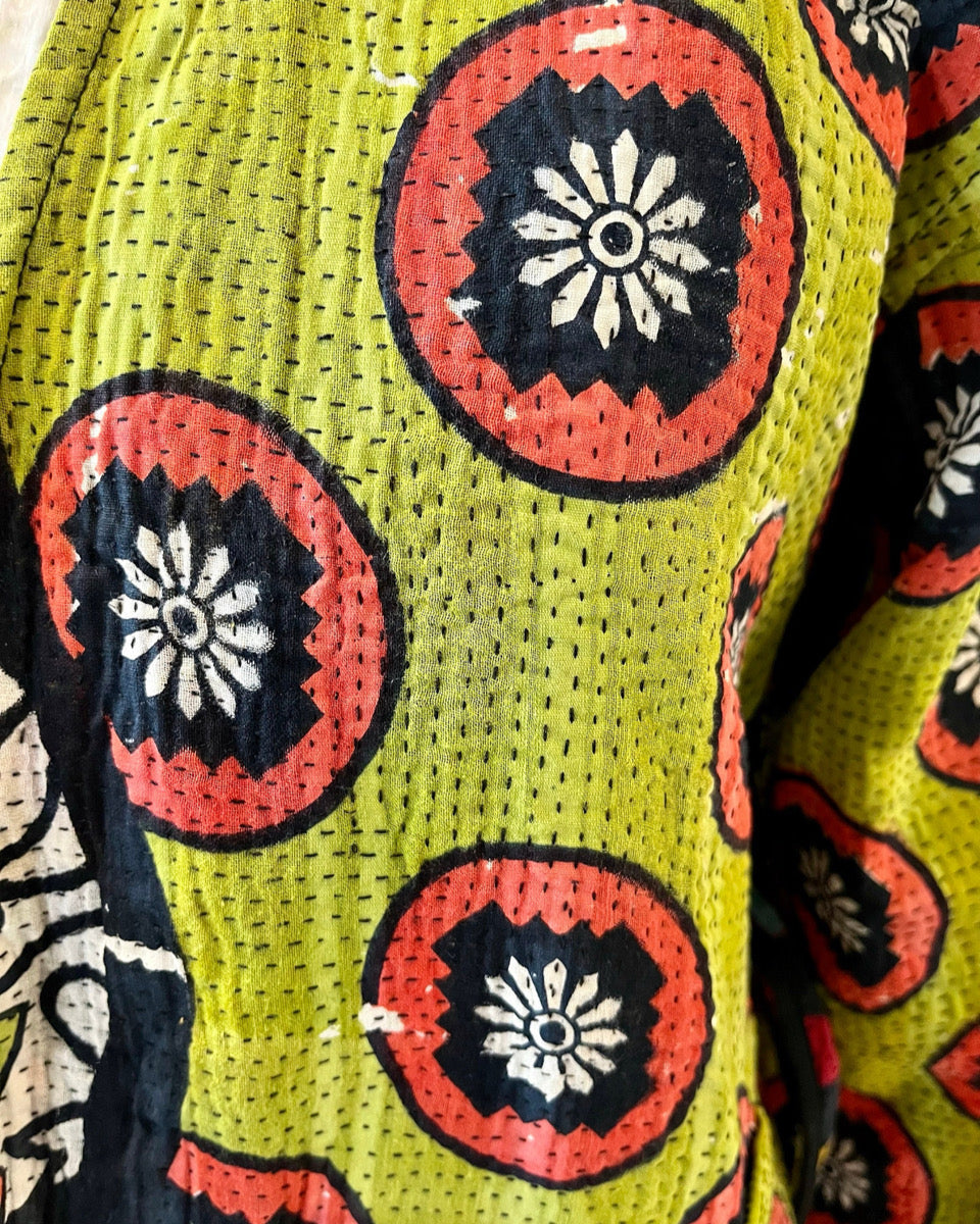 Olive Green Kantha Work Jacket
