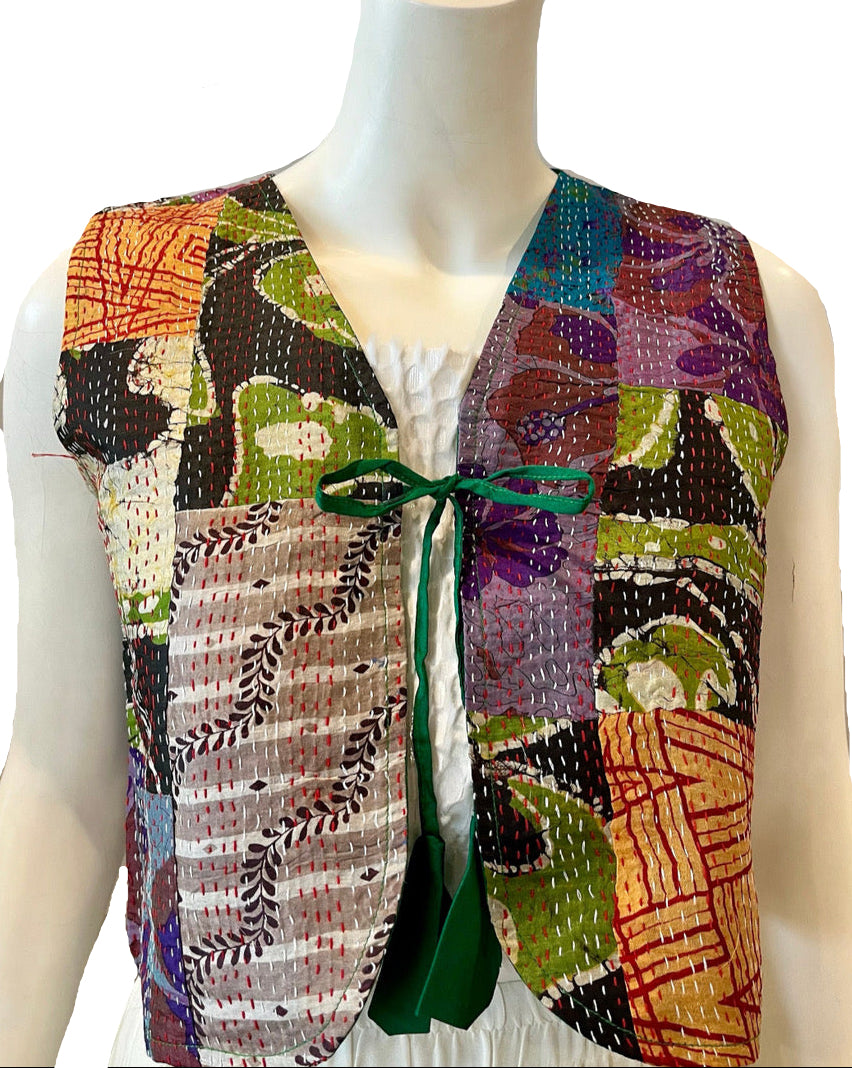 Upcycled Multi-Color Kantha Work Vest jacket
