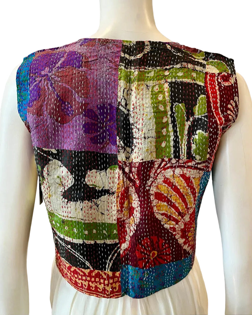 Upcycled Multi-Color Kantha Work Vest jacket