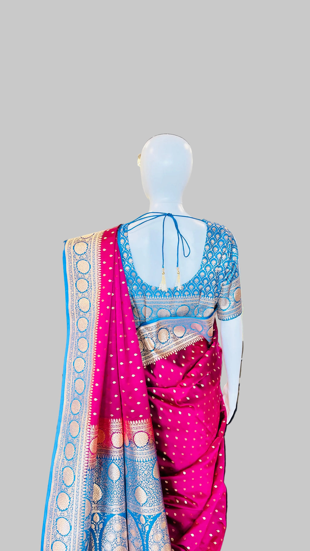 Magenta &  Blue Banarasi Silk Saree