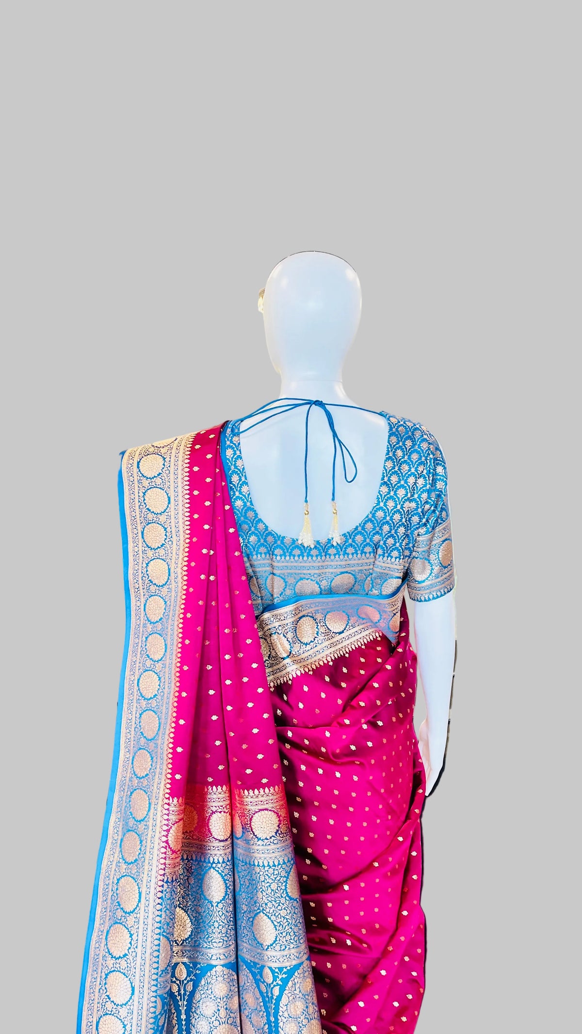 Magenta &  Blue Banarasi Silk Saree