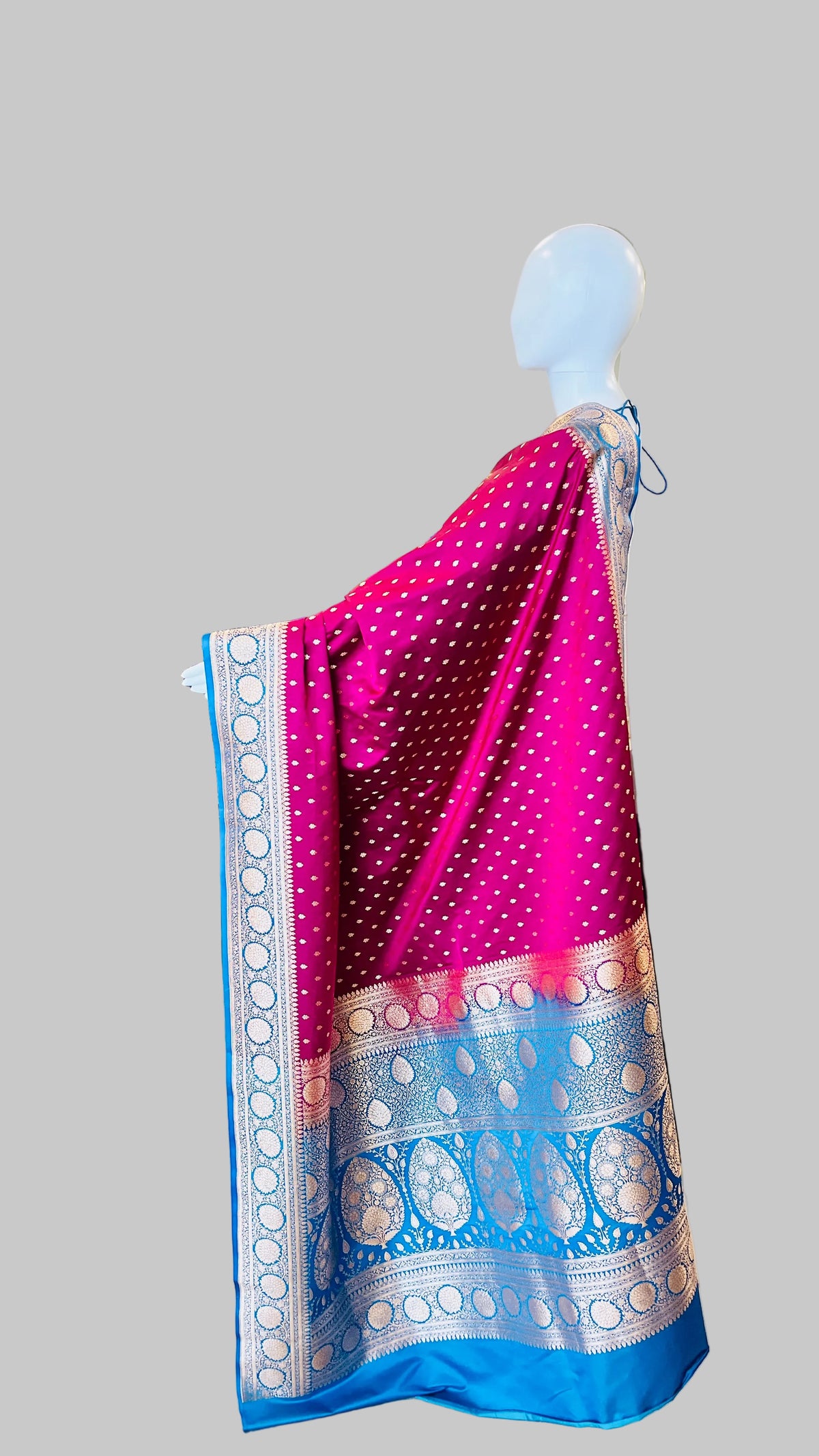 Magenta &  Blue Banarasi Silk Saree