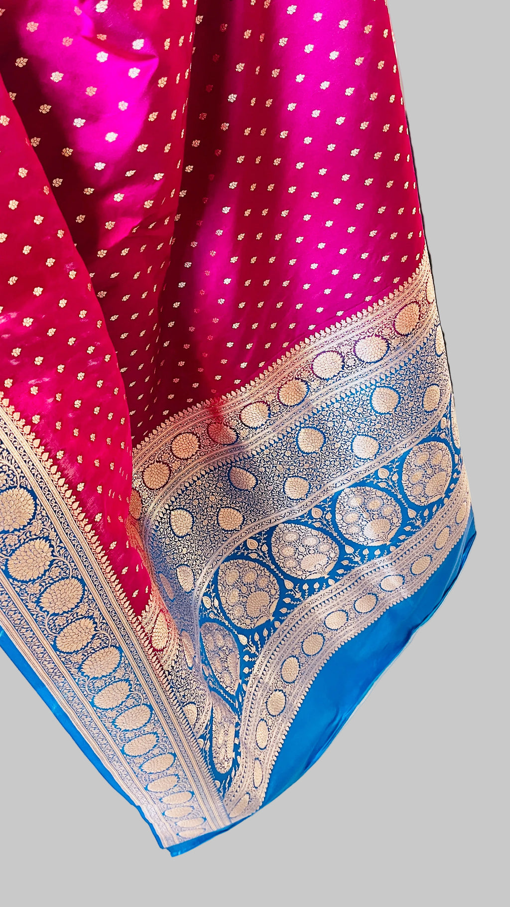 Magenta &  Blue Banarasi Silk Saree