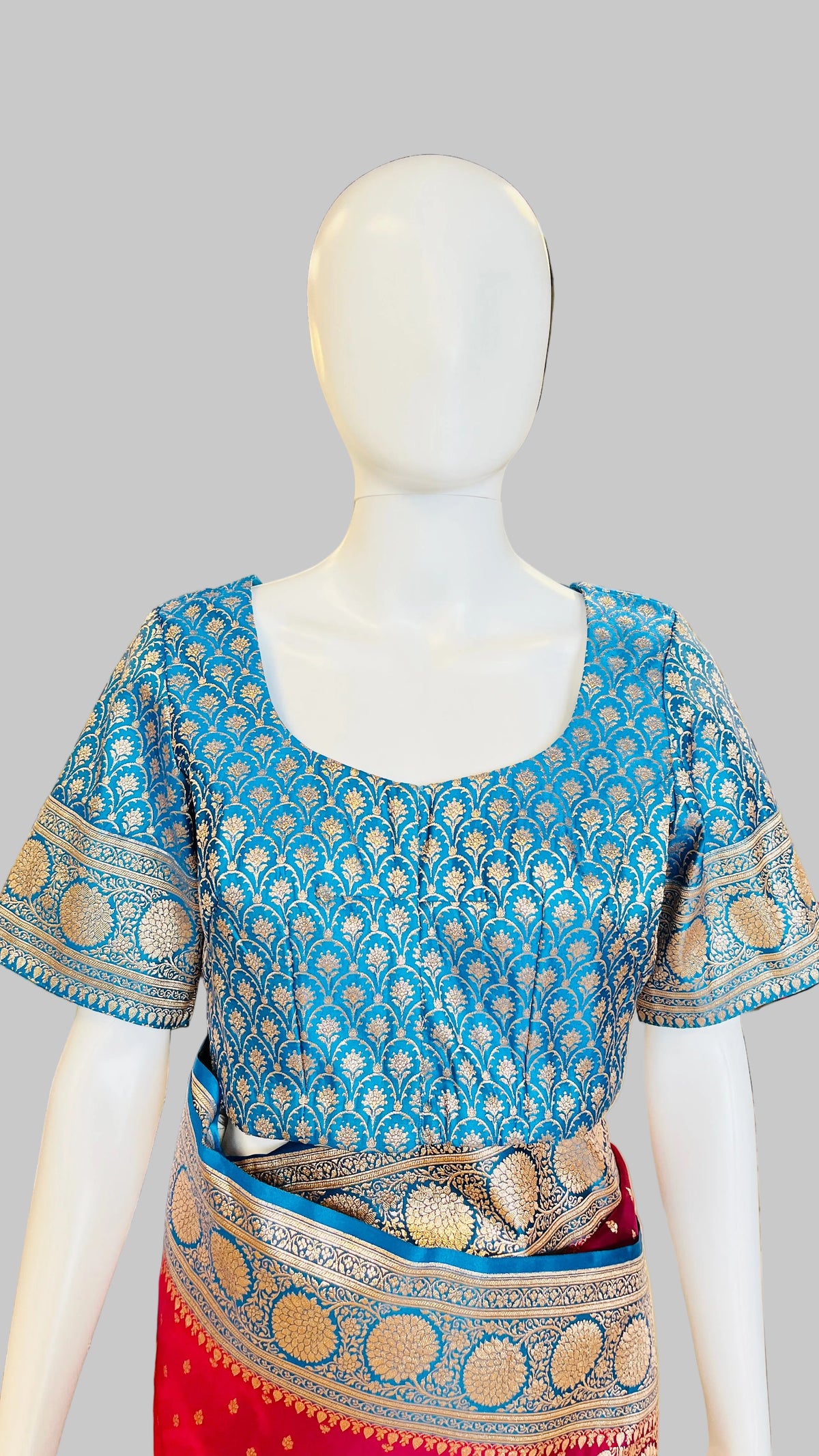 Magenta &  Blue Banarasi Silk Saree