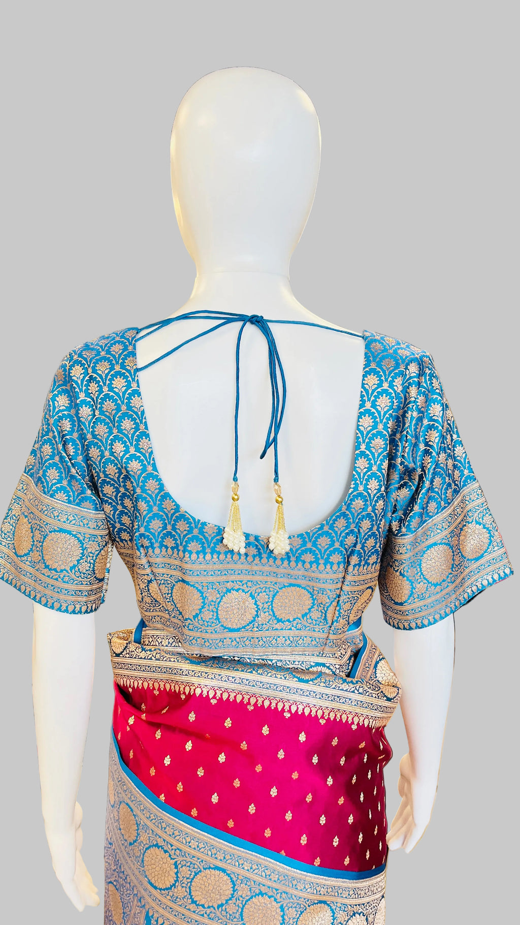 Magenta &  Blue Banarasi Silk Saree