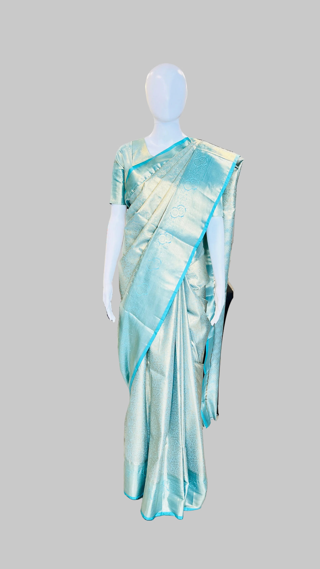 Sky-Blue Tissue Silk Saree