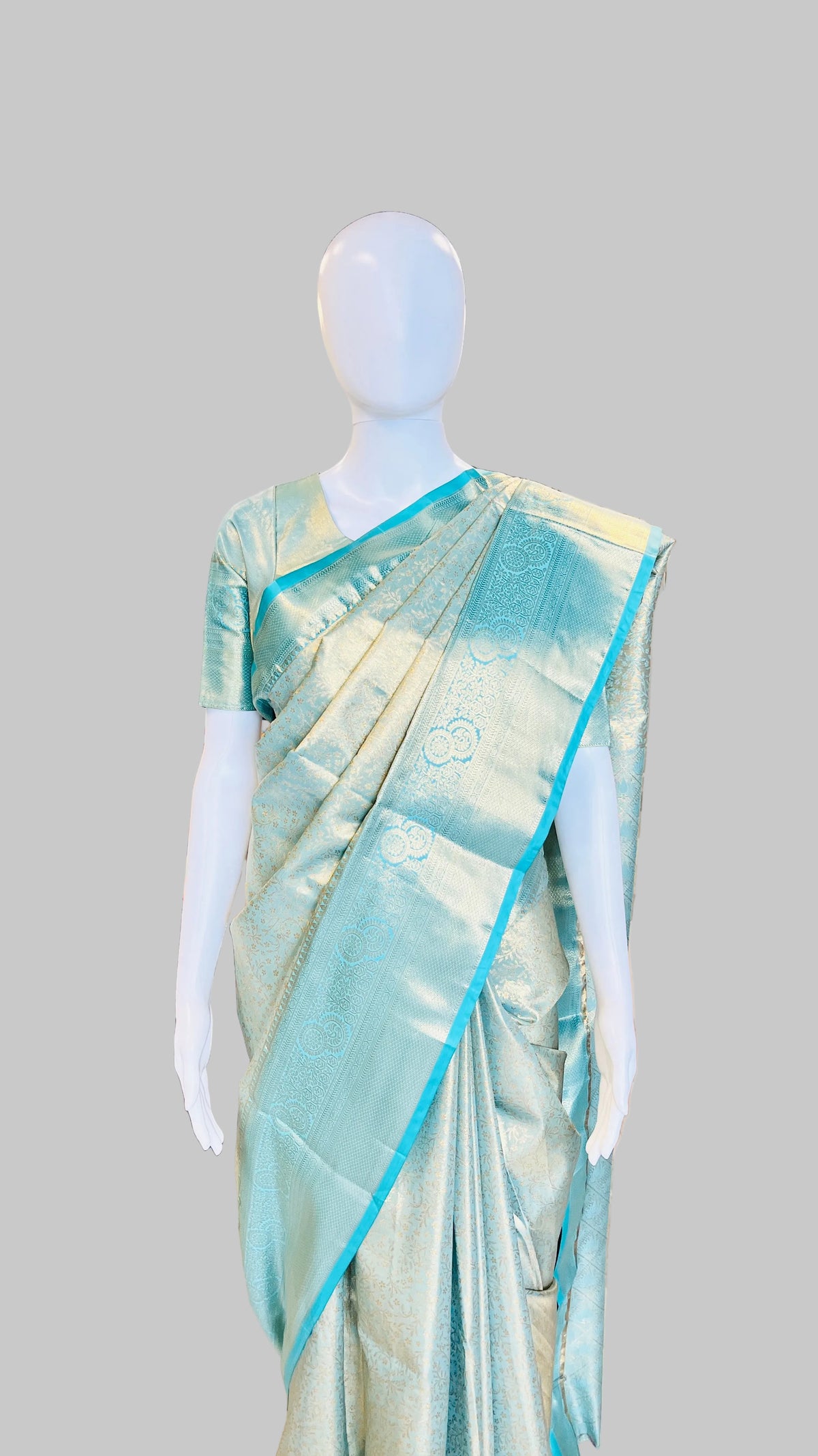 Sky-Blue Tissue Silk Saree