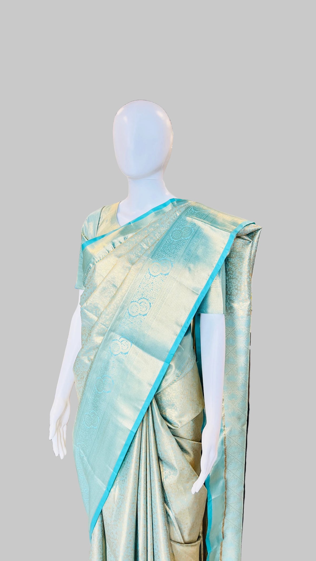 Sky-Blue Tissue Silk Saree