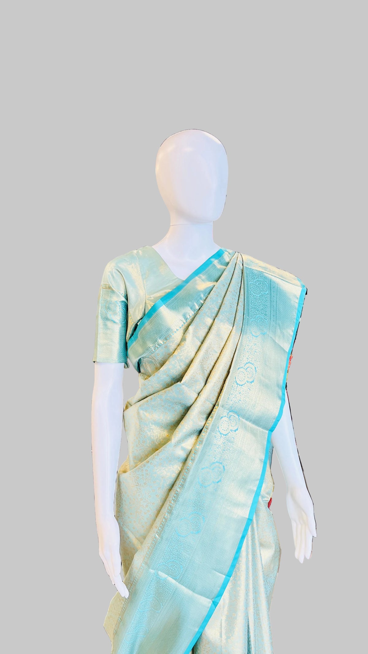 Sky-Blue Tissue Silk Saree