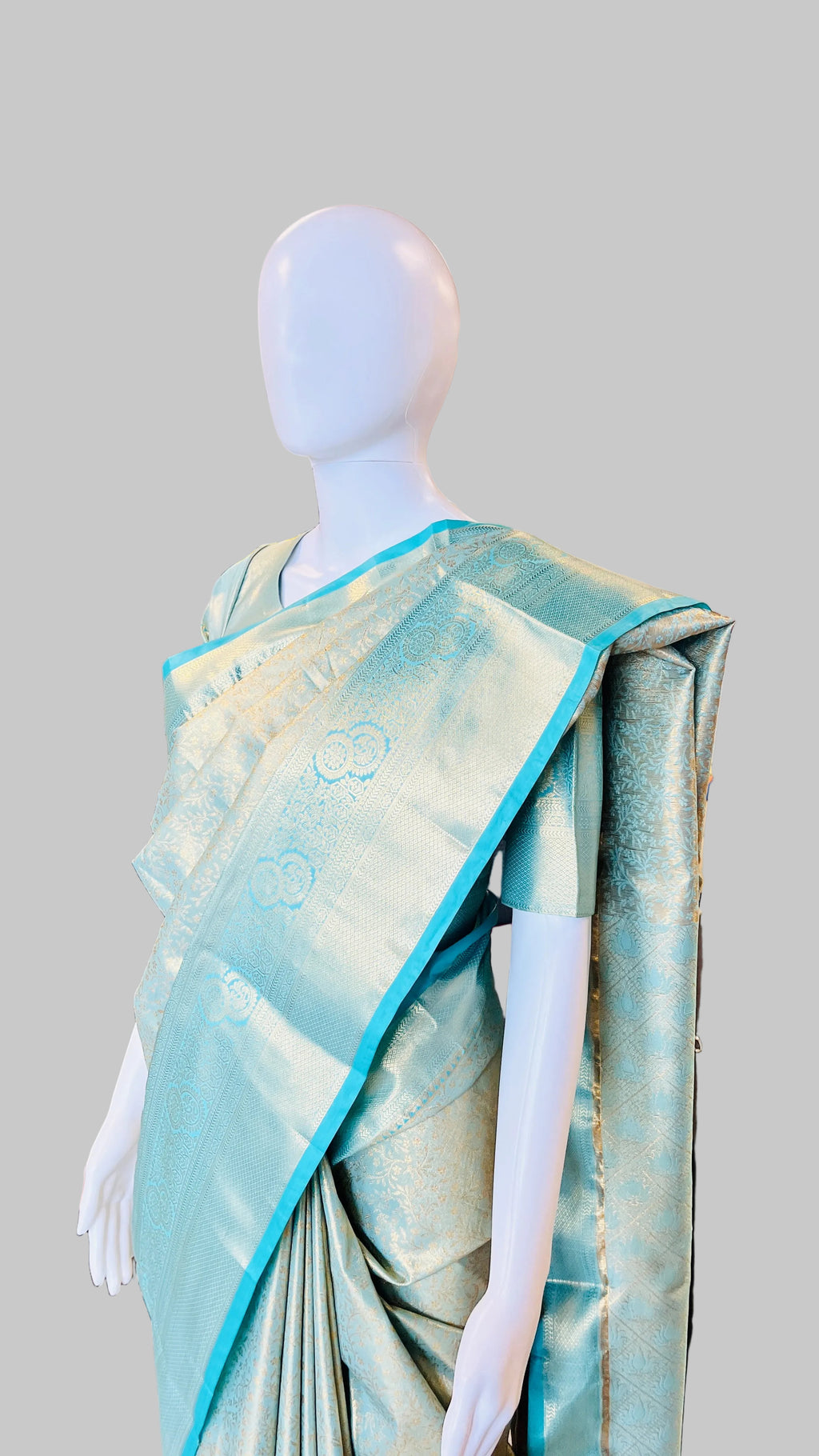 Sky-Blue Tissue Silk Saree