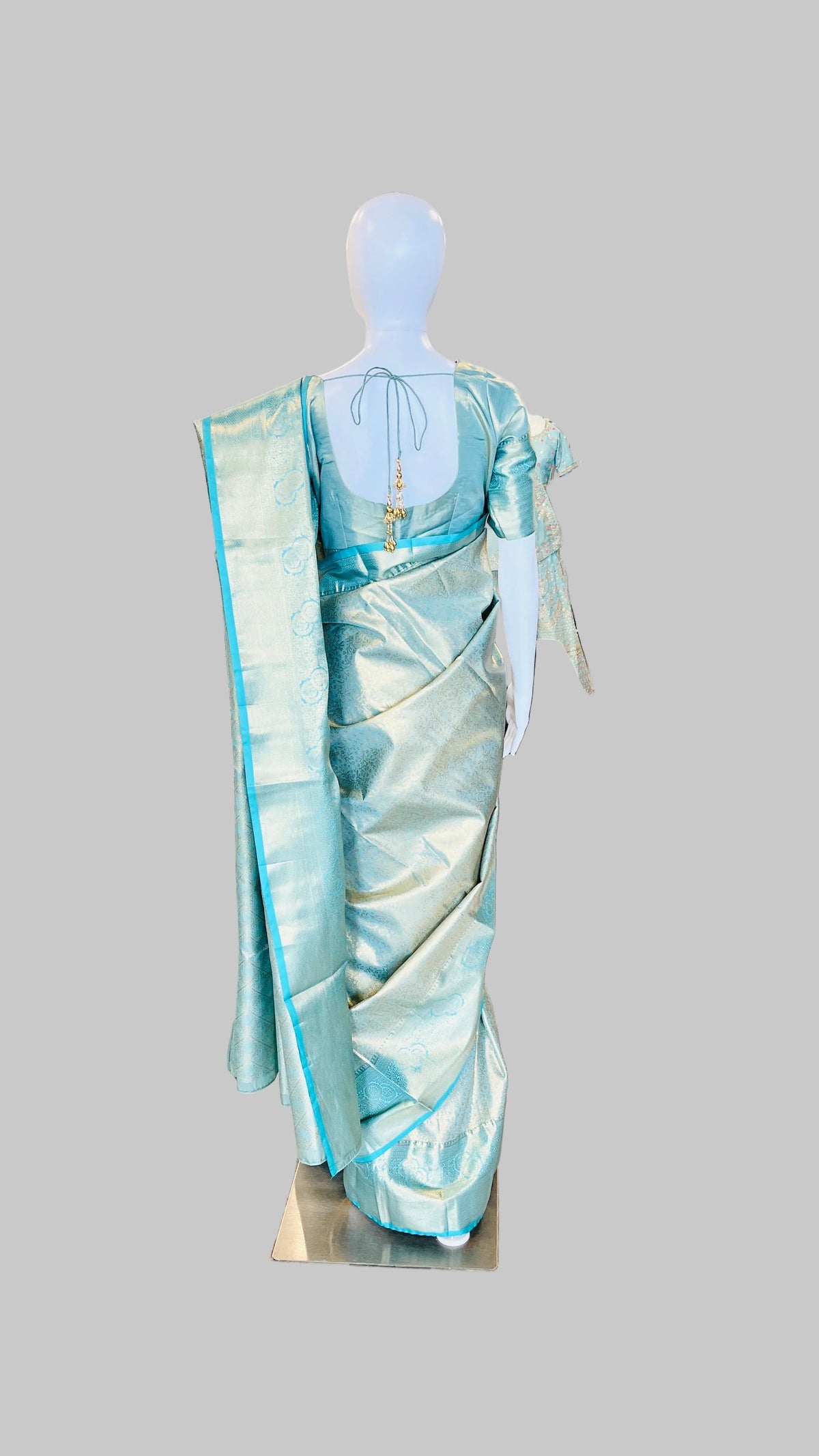 Sky-Blue Tissue Silk Saree