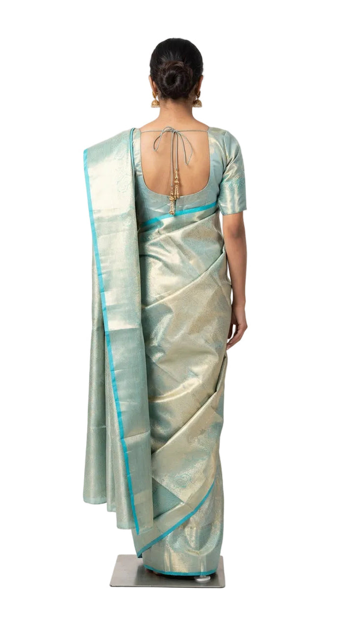 Sky-Blue Tissue Silk Saree