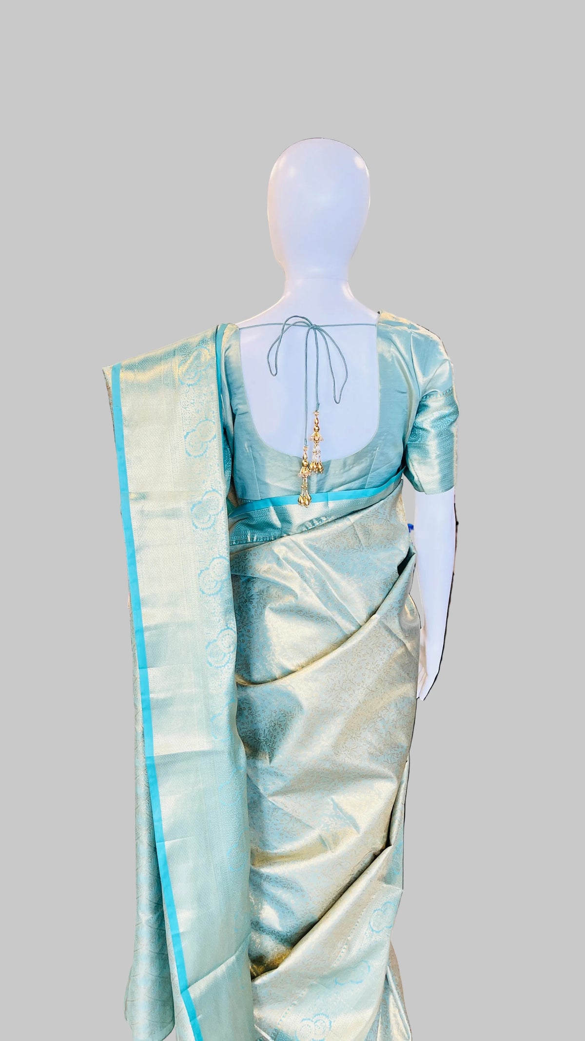Sky-Blue Tissue Silk Saree