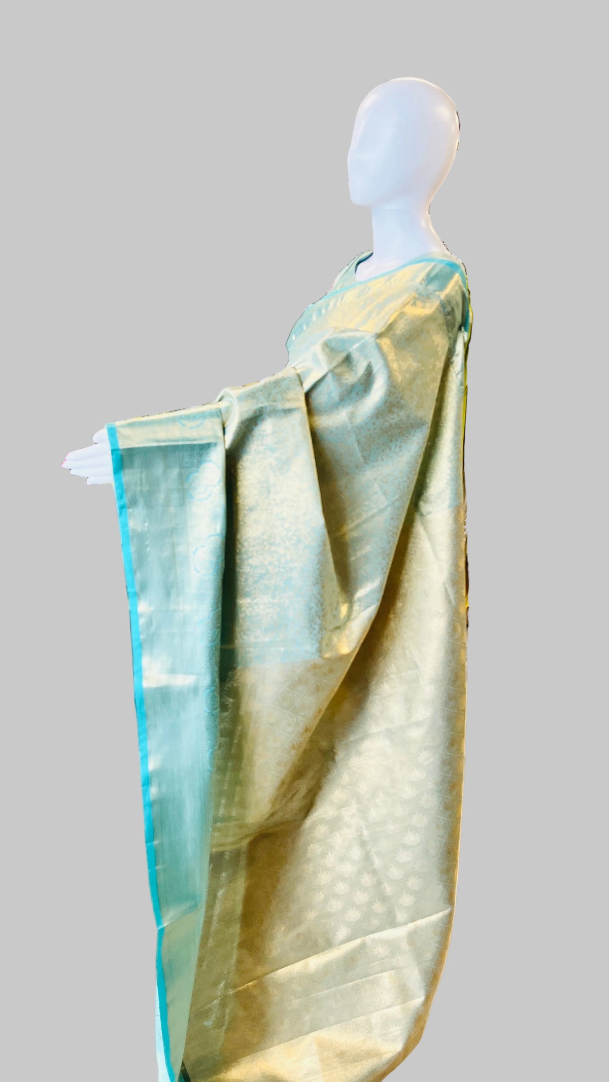Sky-Blue Tissue Silk Saree