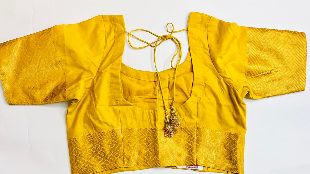 Dark Pink & Yellow Silk Saree