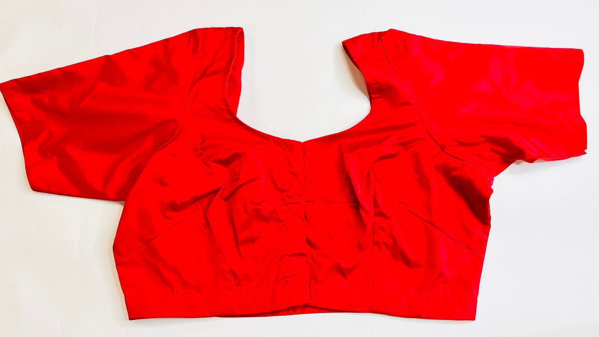 Off-White &amp; Red Silk Saree