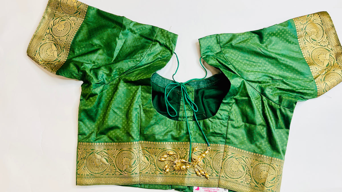 Pink &amp; Dark Green Silk Saree