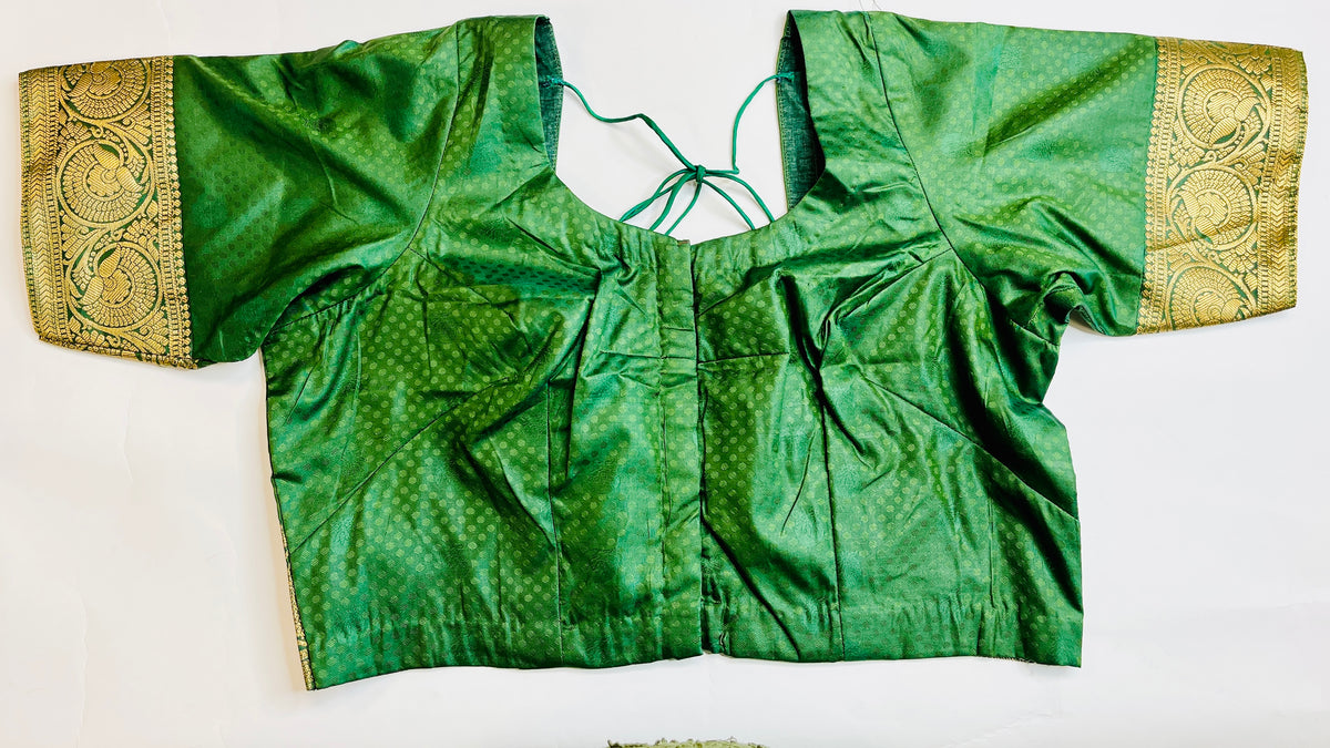 Pink &amp; Dark Green Silk Saree
