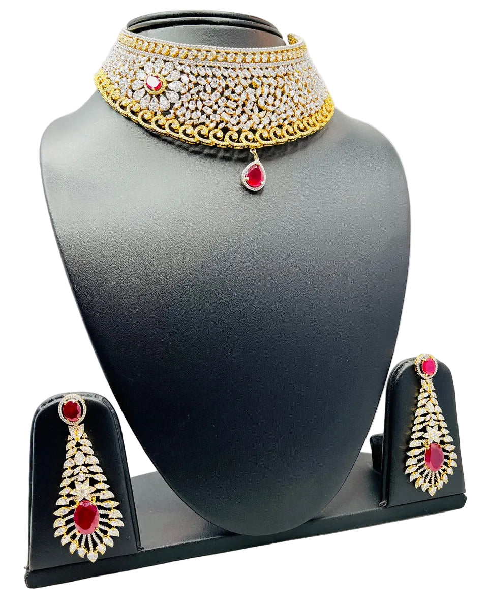 American Diamond Chocker Necklace Set