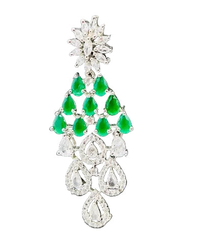 Green American Diamond Necklace Set