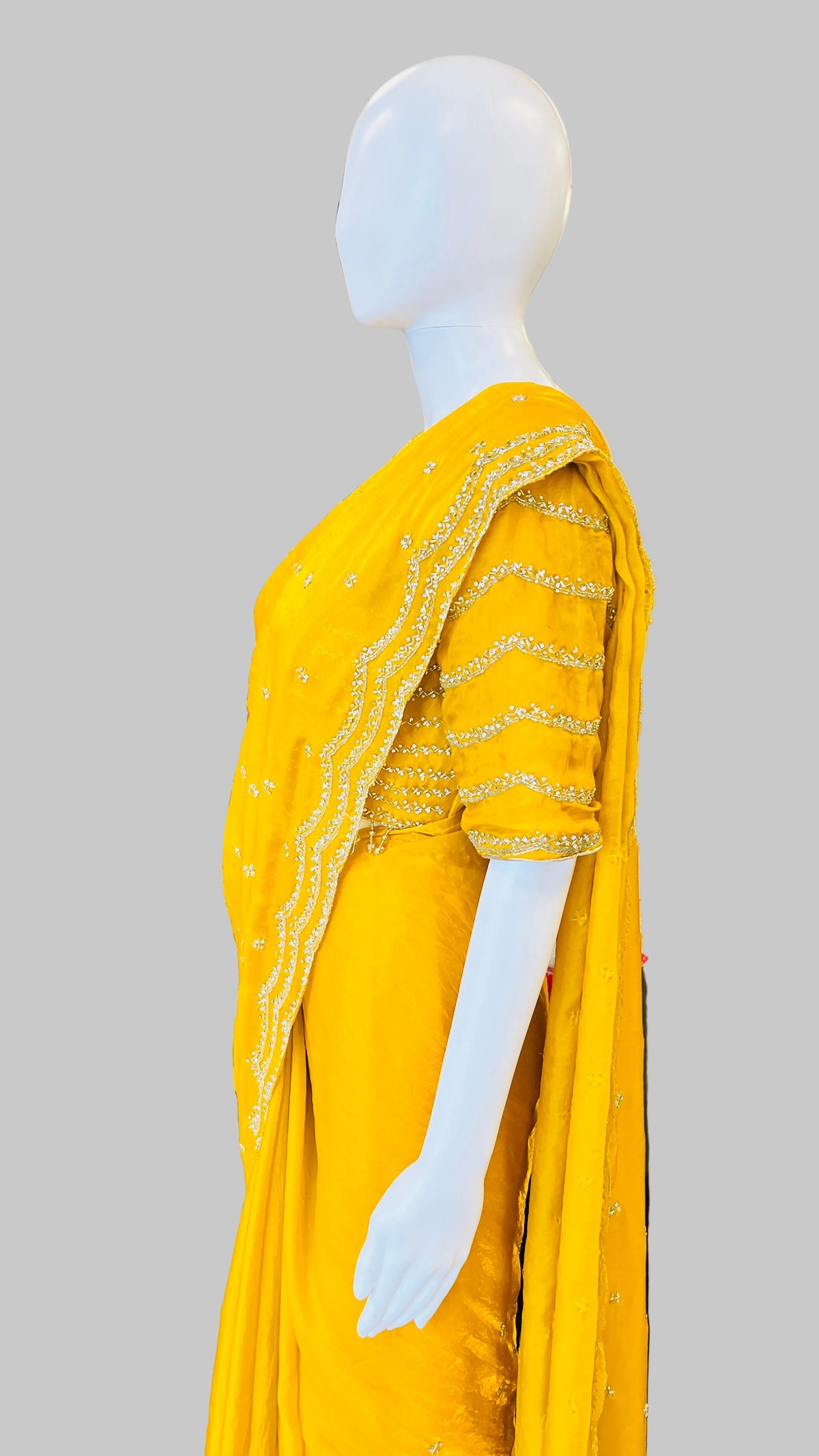 Mustard Yellow Color Saree
