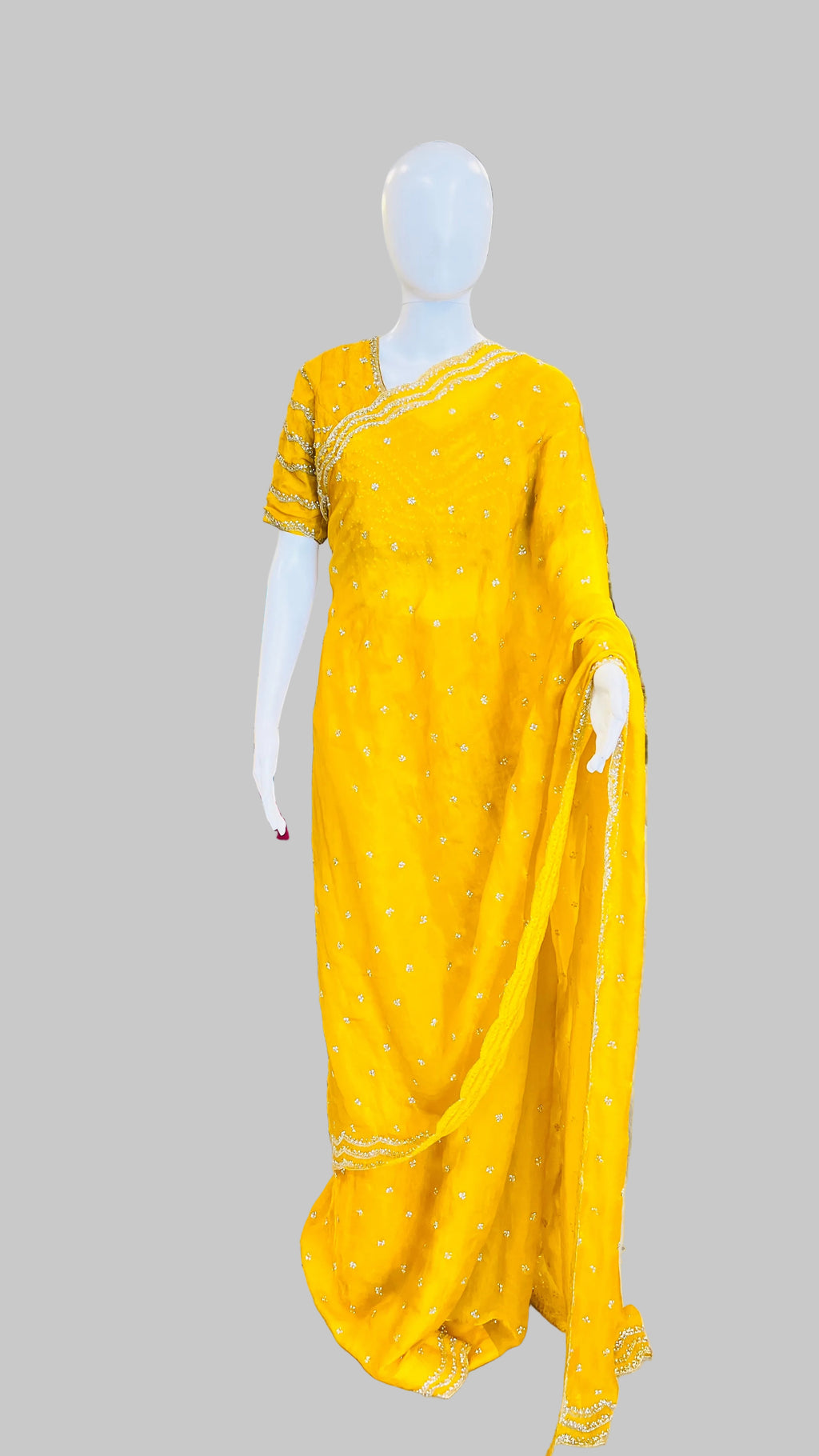 Mustard Yellow Color Saree