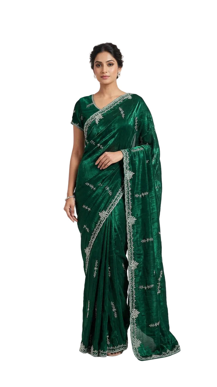 Dark Green Saree