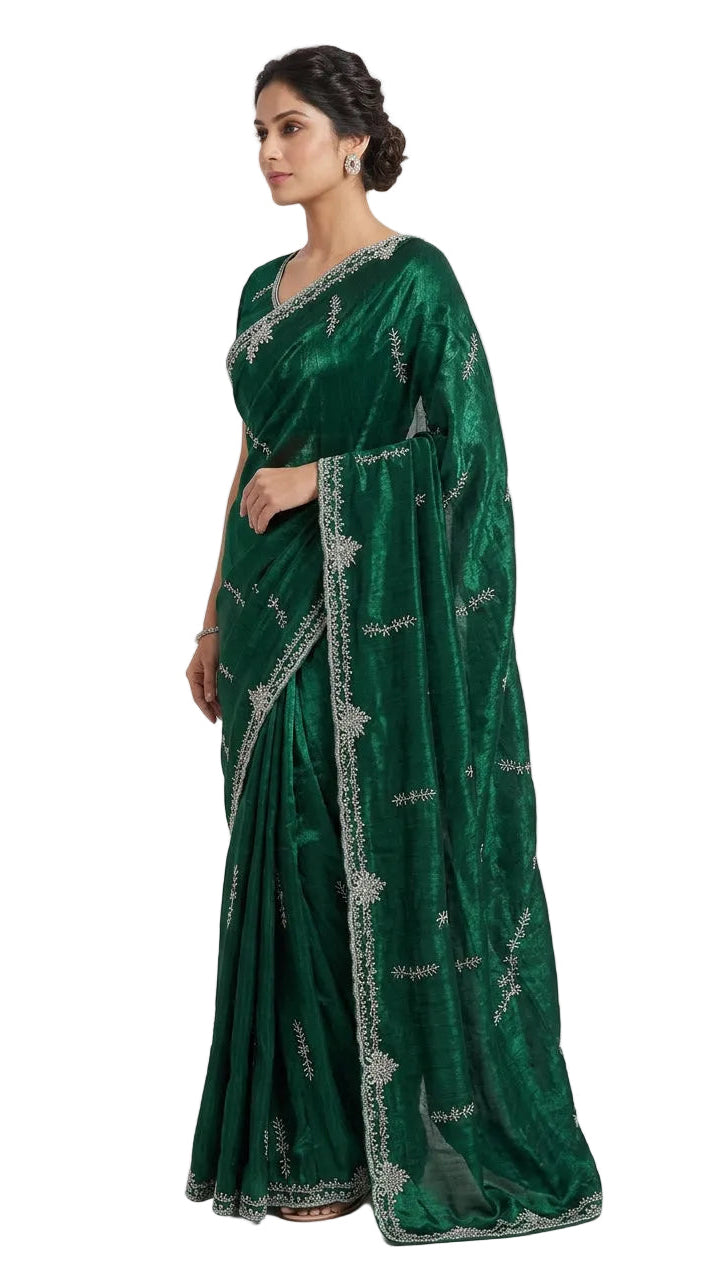 Dark Green Saree